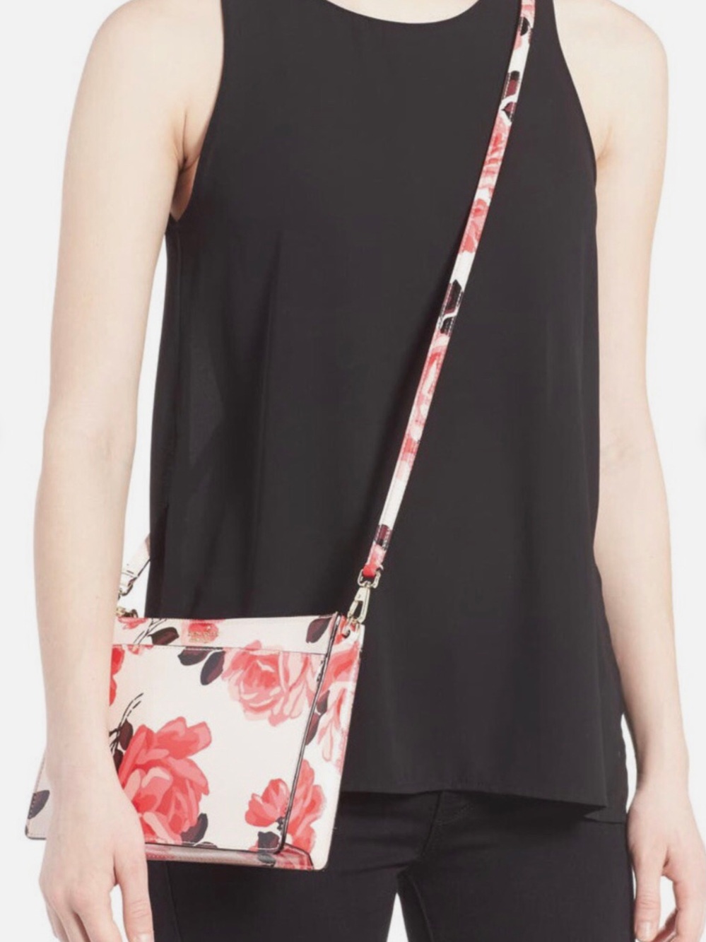 Kate Spade ♠️ Floral Pink Leather Crossbody with Gold Hardware